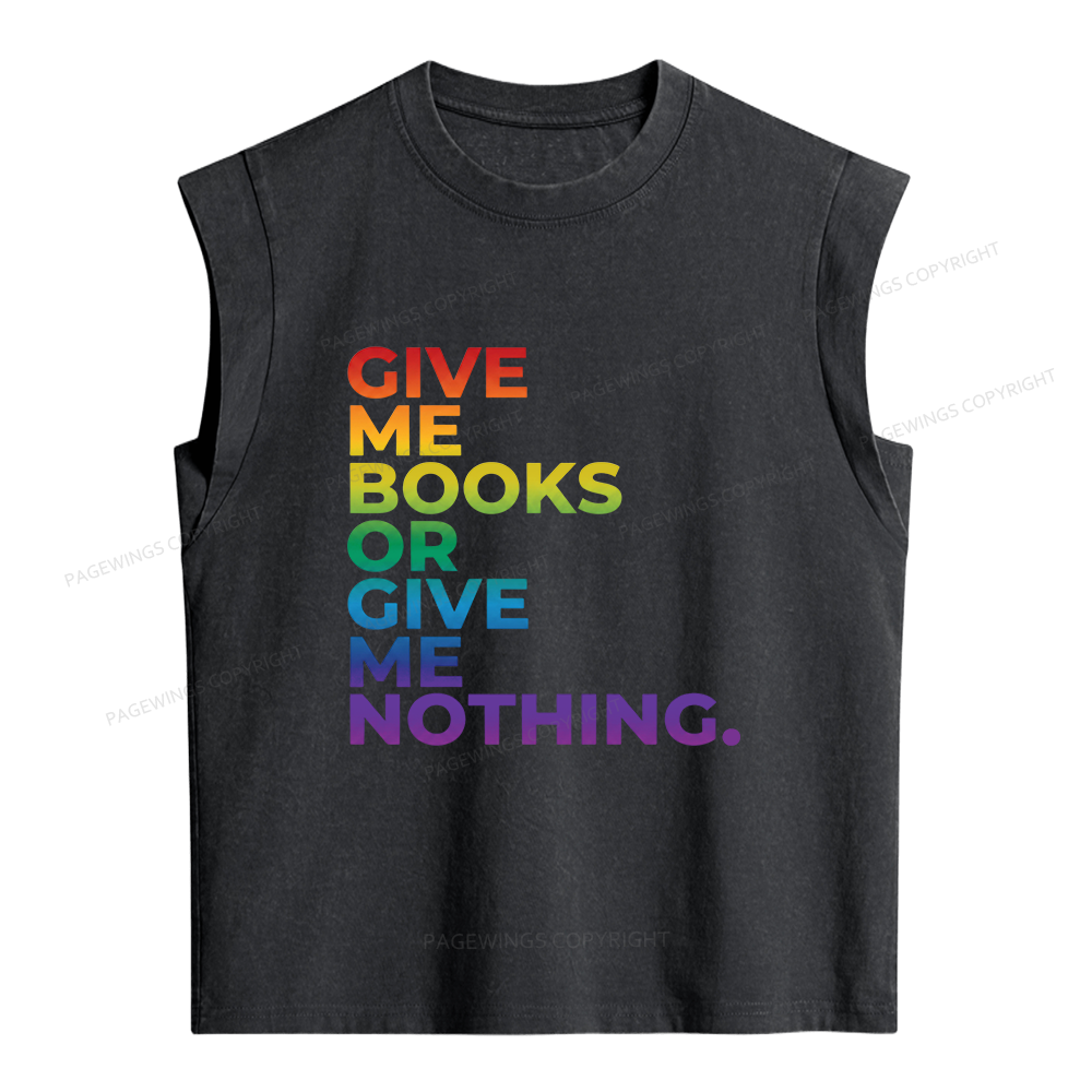 Pagewings Give Me Books Women's Washed Tank Top