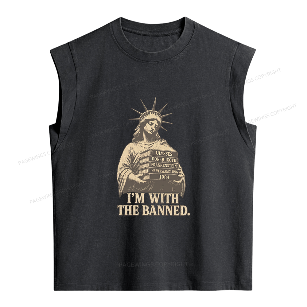 Pagewings I'm With The Banned Women's Washed Tank Top
