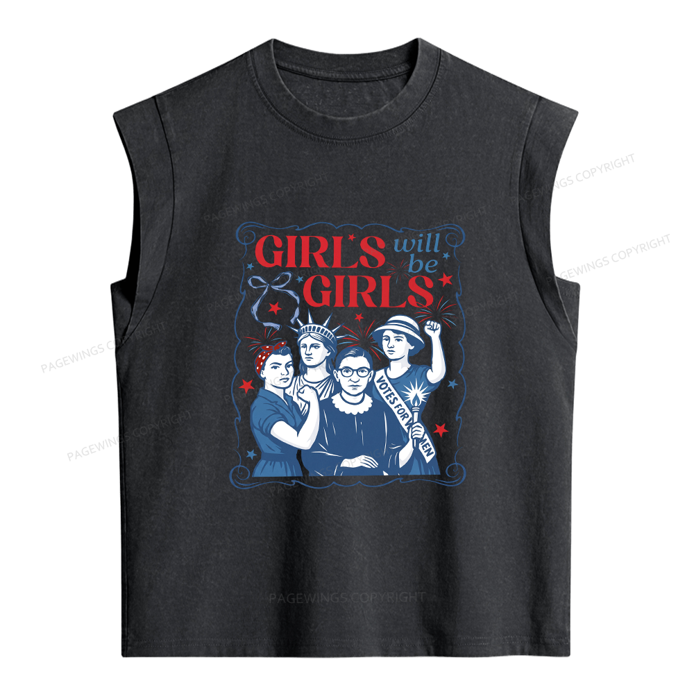 Pagewings Girls Will Be Girls Women's Washed Tank Top