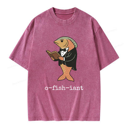 Pagewings Reading Fish Unisex Washed T-shirt