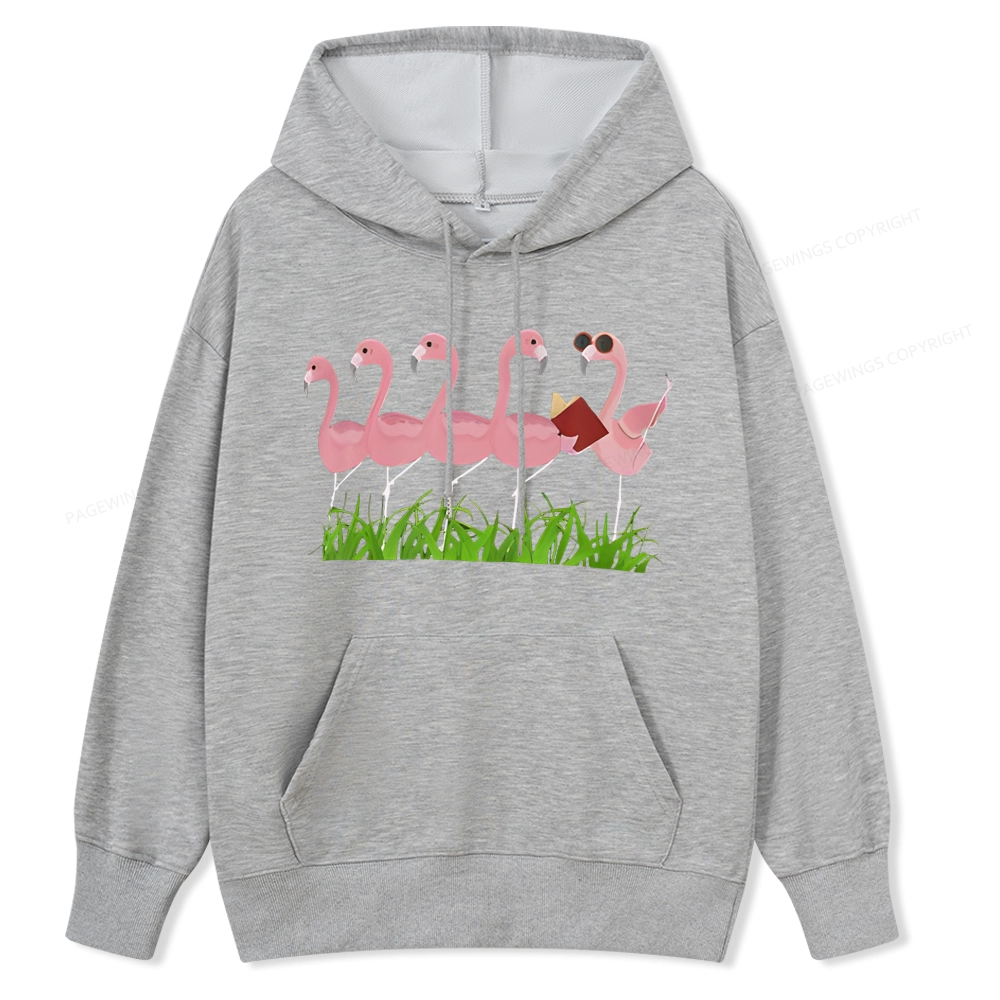Pagewings Funny Flamingo Reading Book Unisex Classic Hoodie