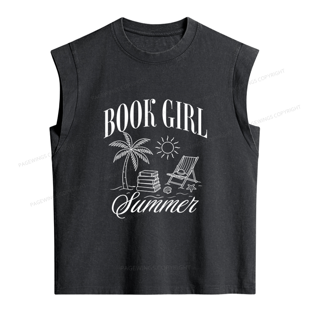 Pagewings Book Girl Summer Women's Washed Tank Top