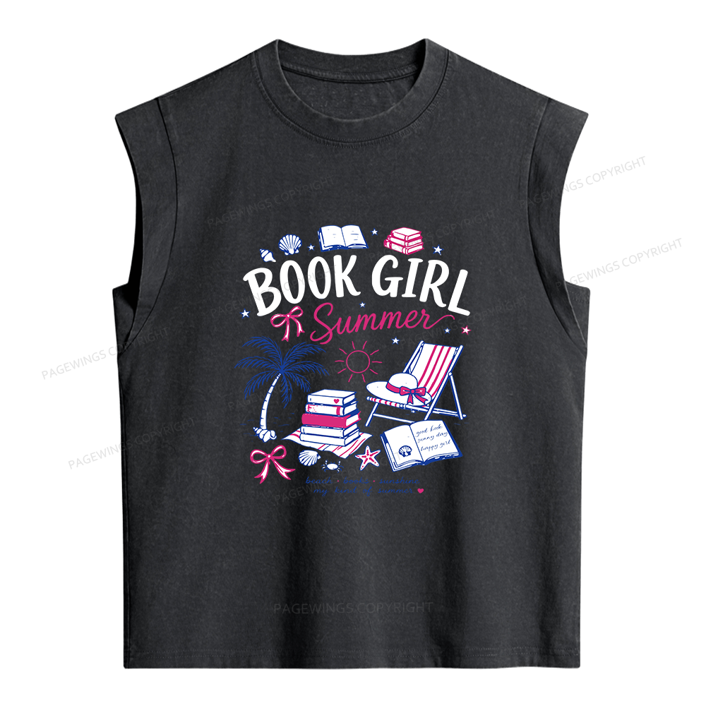 Pagewings Book Girl Summer Women's Washed Tank Top
