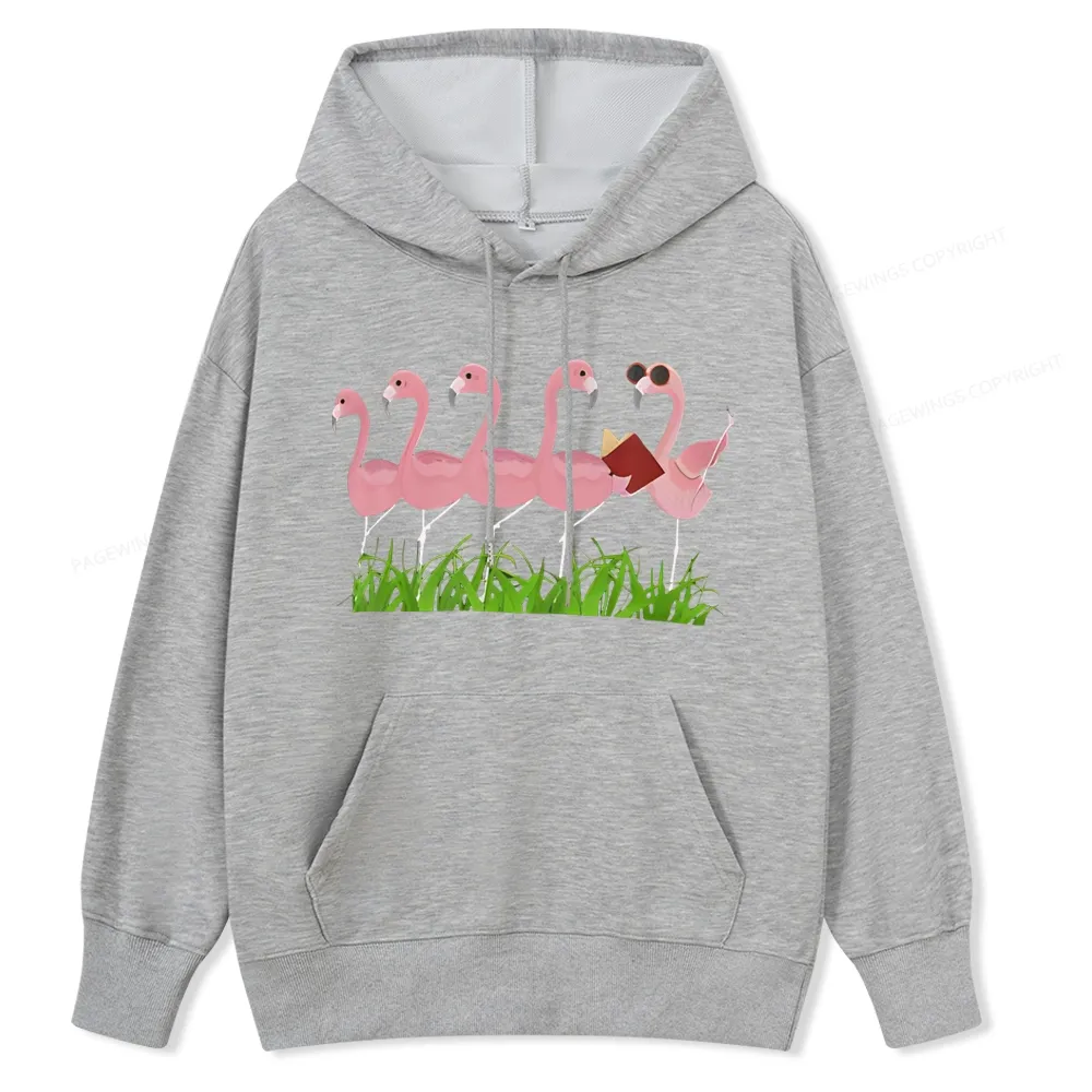 Pagewings Funny Flamingo Reading Book Unisex Classic Hoodie