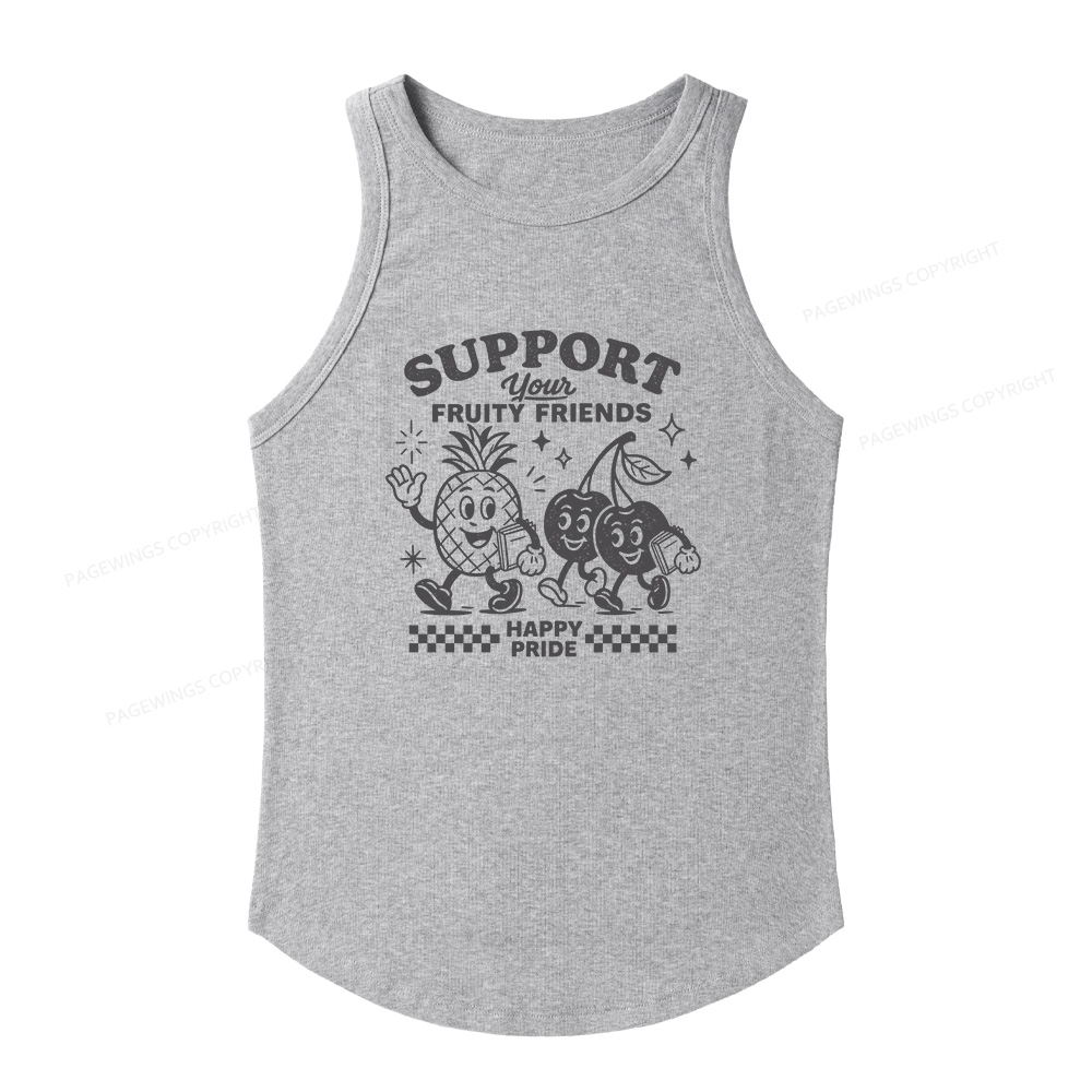 Pagewings Slim Fit Fruity Friends Women's Fitted Tank Top 