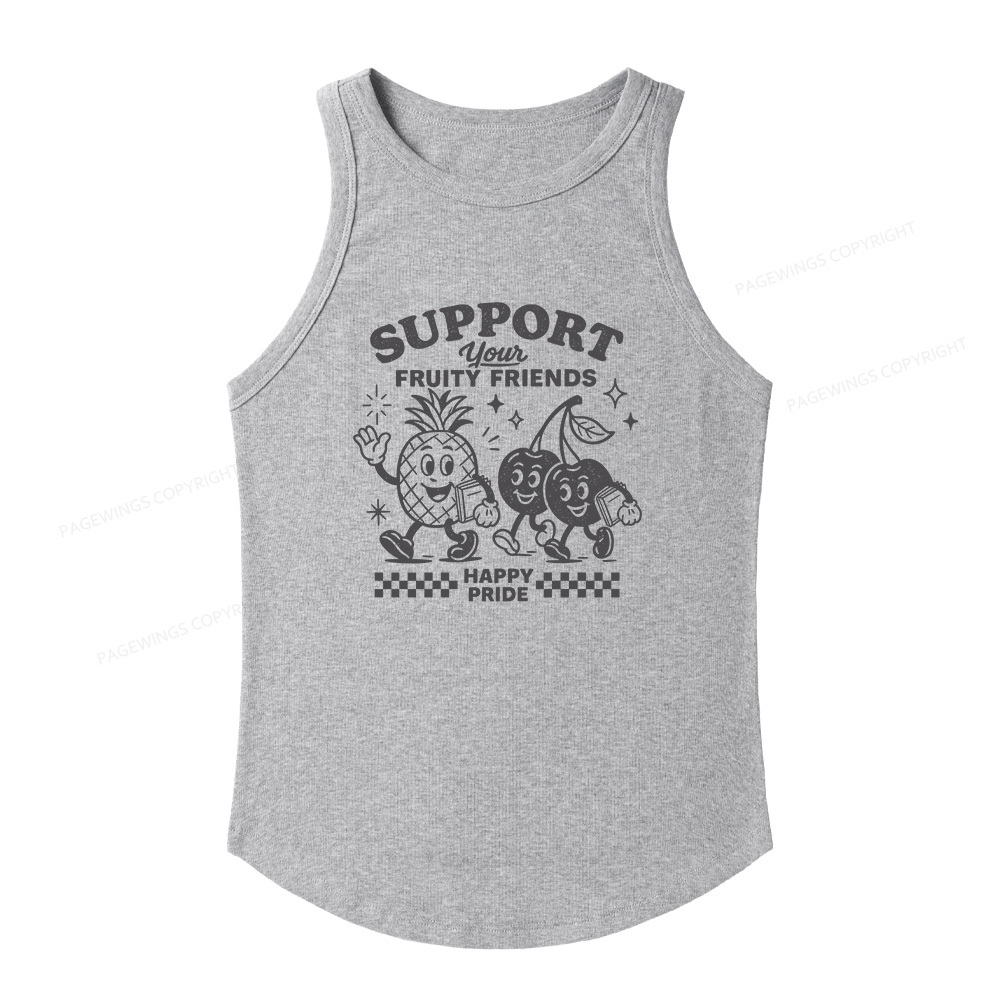 Pagewings Slim Fit Fruity Friends Women's Fitted Tank Top 