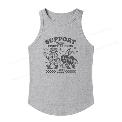 Pagewings Slim Fit Fruity Friends Women's Fitted Tank Top 