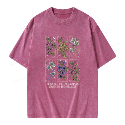 Pagewings Vintage Book Flowers Unisex Washed T-shirt