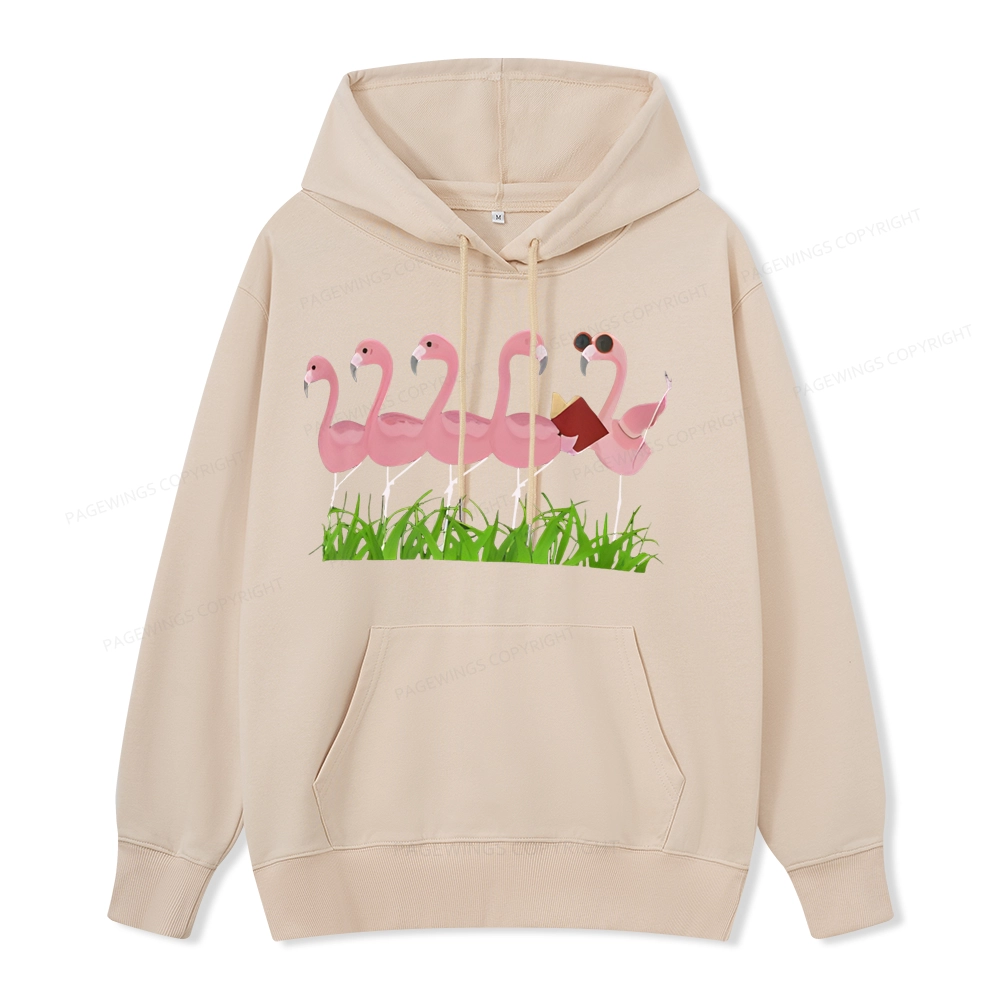 Pagewings Funny Flamingo Reading Book Unisex Classic Hoodie