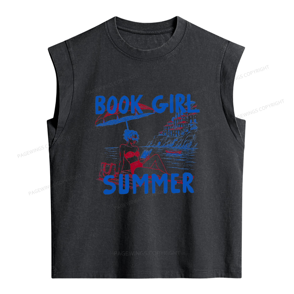 Pagewings Book Girl Summer Women's Washed Tank Top