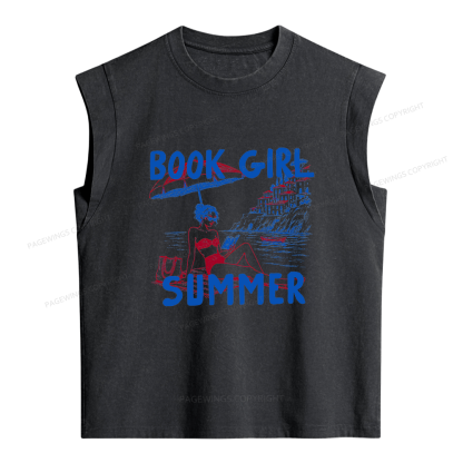 Pagewings Book Girl Summer Women's Washed Tank Top