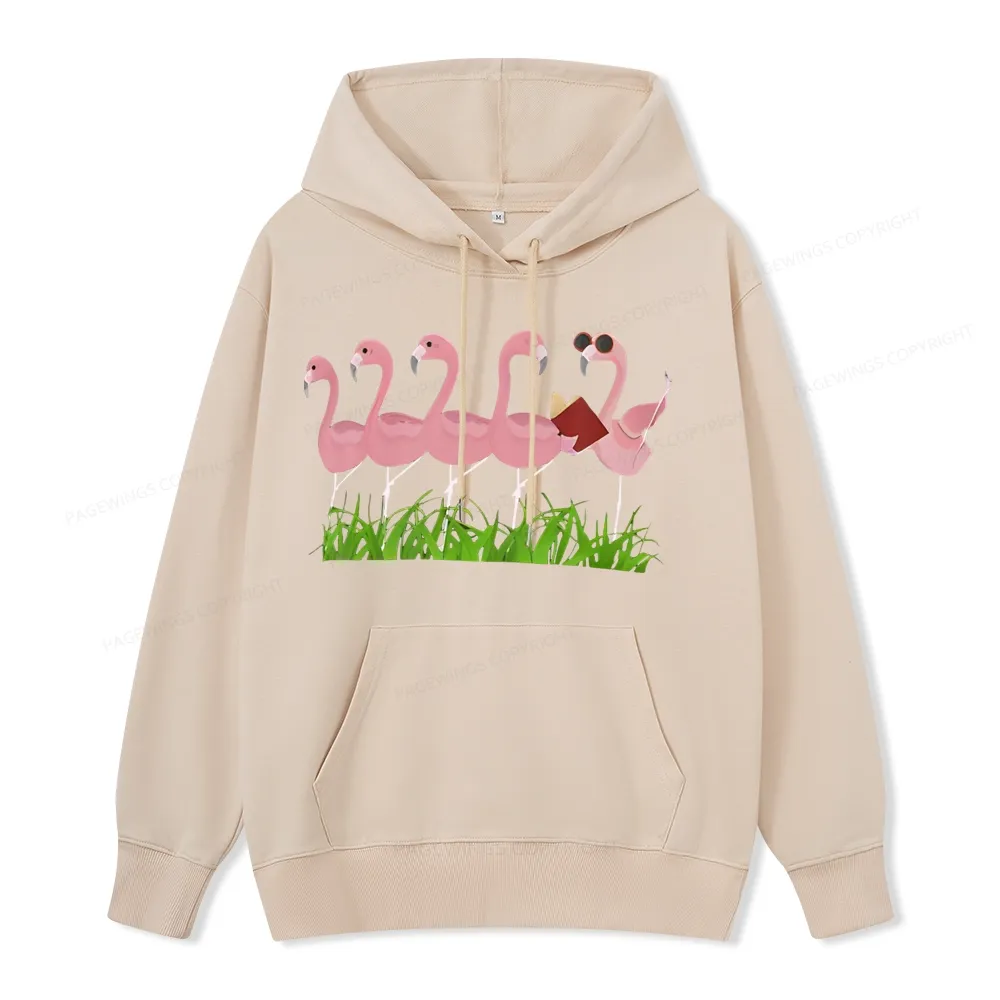 Pagewings Funny Flamingo Reading Book Unisex Classic Hoodie