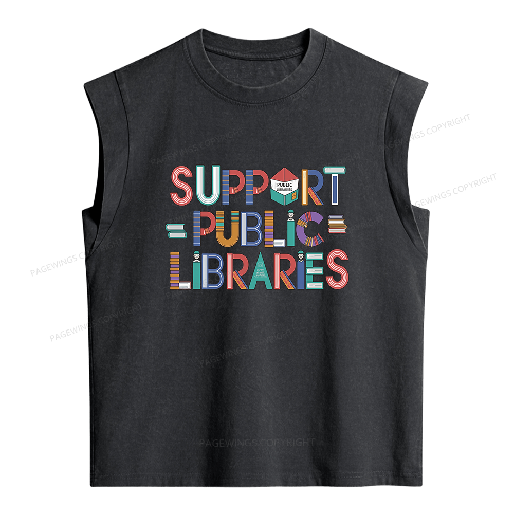 Pagewings Support Public Libraries Women's Washed Tank Top