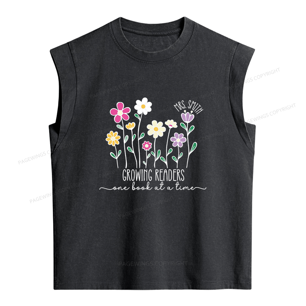 Pagewings Personalized Reading Teacher Women's Washed Tank Top