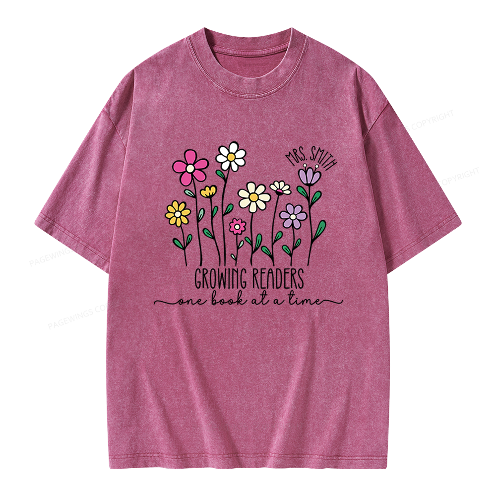 Pagewings Personalized Reading Teacher Unisex Washed T-shirt