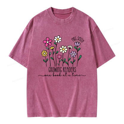 Pagewings Personalized Reading Teacher Unisex Washed T-shirt