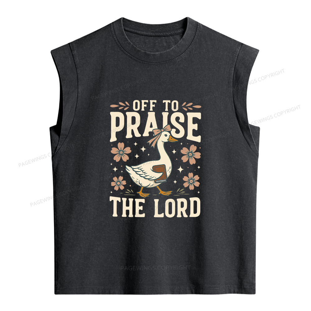 Pagewings Off to Praise the Lord Women's Washed Tank Top