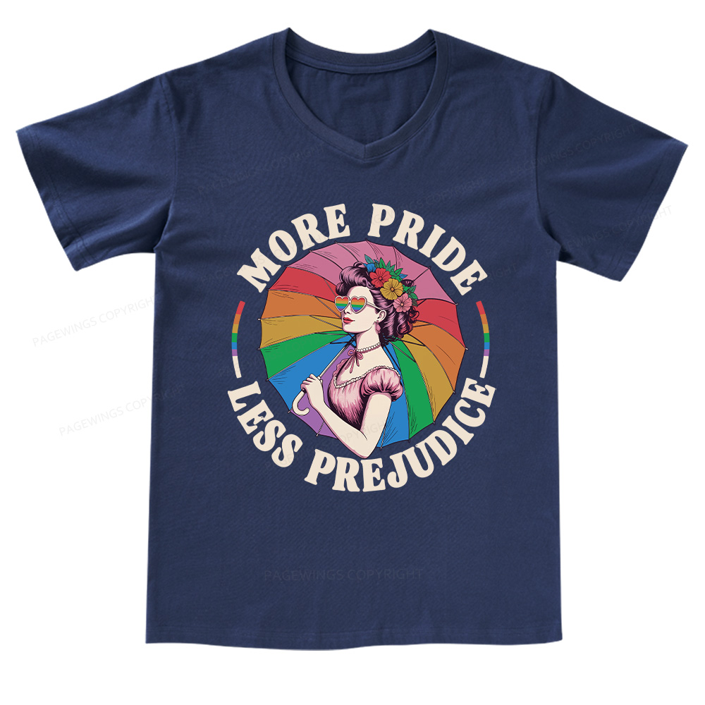 Pagewings More Pride Less Prejudice V-neck T-shirt