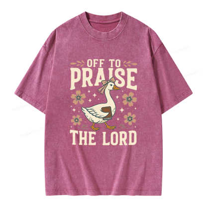 Pagewings Off to Praise the Lord Unisex Washed T-shirt