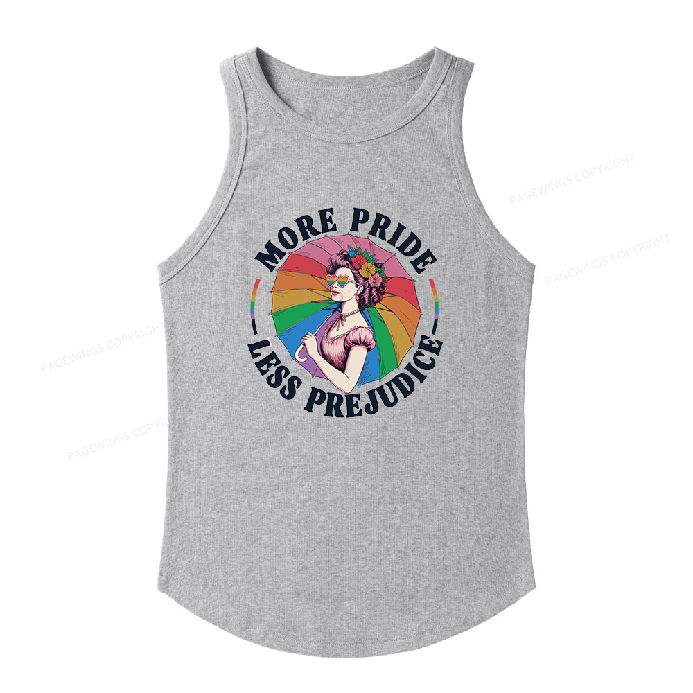 Pagewings Slim Fit More Pride Less Prejudice Women's Fitted Tank Top 