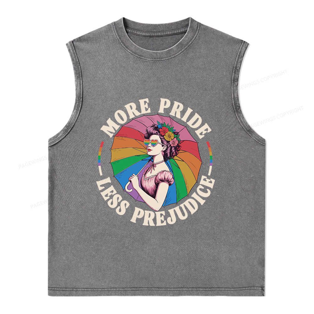 Pagewings More Pride Less Prejudice Unisex Washed Tank Top