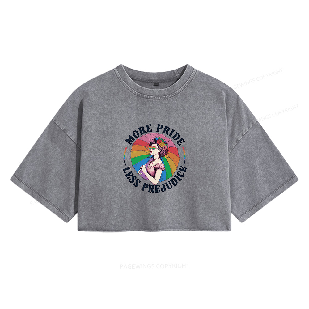 Pagewings More Pride Less Prejudice Women's Washed Cropped T-shirt