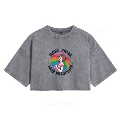Pagewings More Pride Less Prejudice Women's Washed Cropped T-shirt