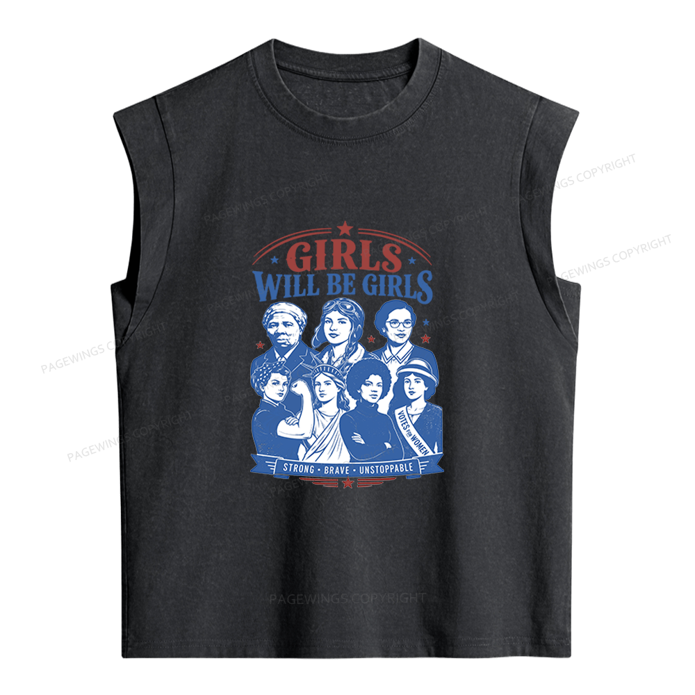 Pagewings Girls Will Be Girls Women's Washed Tank Top