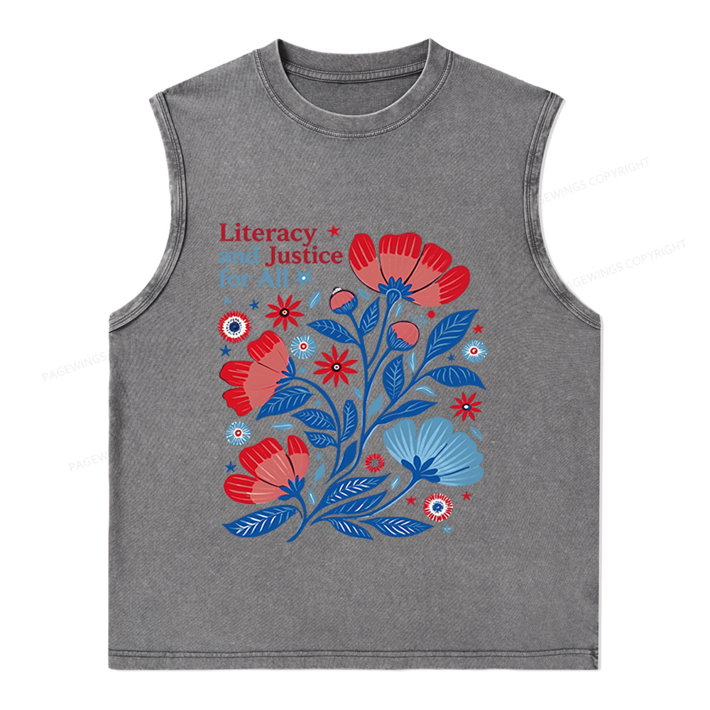 Pagewings Literacy and Justice for All Unisex Washed Tank Top