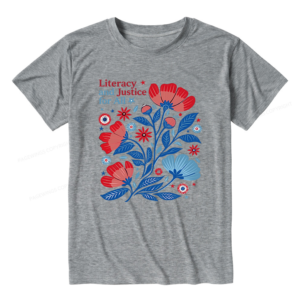 Pagewings Soft Literacy and Justice for All Unisex Heather T-Shirt