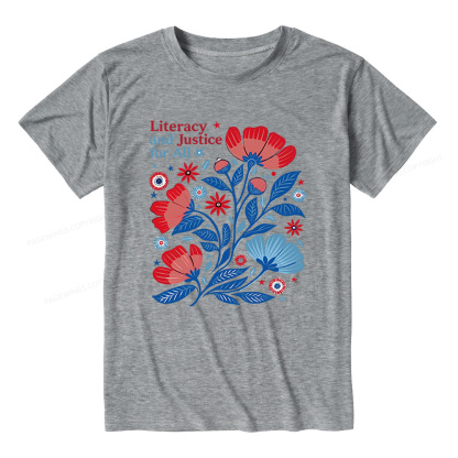 Pagewings Soft Literacy and Justice for All Unisex Heather T-Shirt