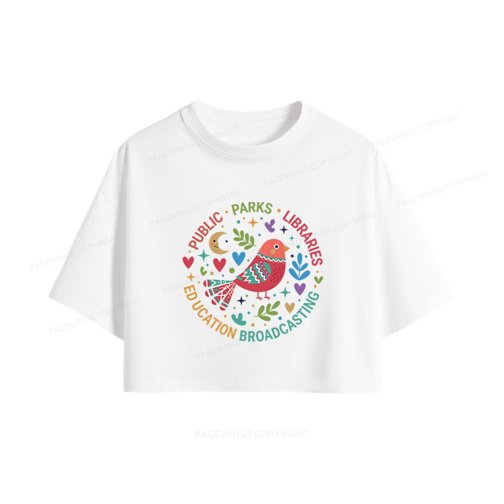 Pagewings Public Parks Libraries Education Broadcasting  Women Crop Tops