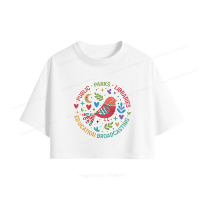 Pagewings Public Parks Libraries Education Broadcasting  Women Crop Tops