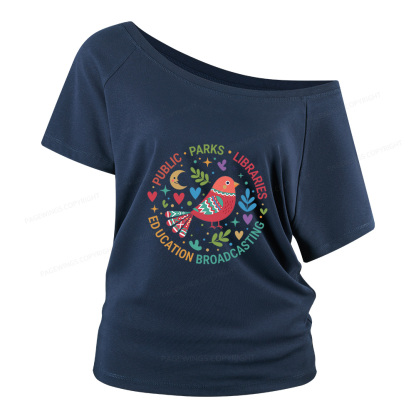 Pagewings Public Parks Libraries Education Broadcasting  Women Off Shoulder T-shirts