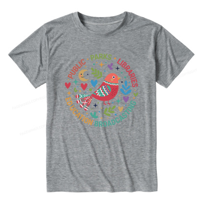 Pagewings Soft Public Parks Libraries Education Broadcasting Unisex Heather T-Shirt