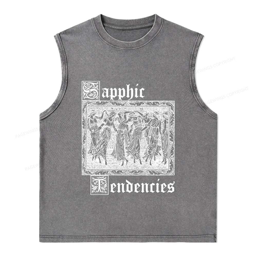 Pagewings Sapphic Tendencies Unisex Washed Tank Top
