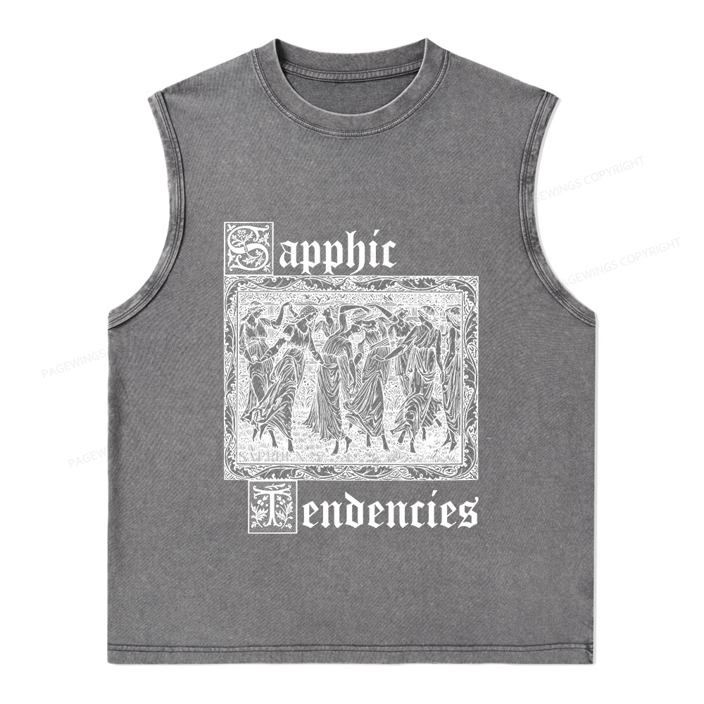 Pagewings Sapphic Tendencies Unisex Washed Tank Top