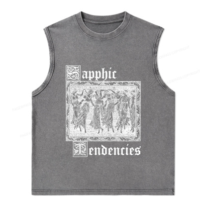 Pagewings Sapphic Tendencies Unisex Washed Tank Top