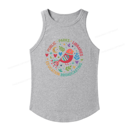 Pagewings Slim Fit Public Parks Libraries Education Broadcasting Women's Fitted Tank Top 