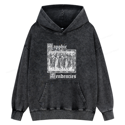 Pagewings Sapphic Tendencies Unisex Washed Hoodie