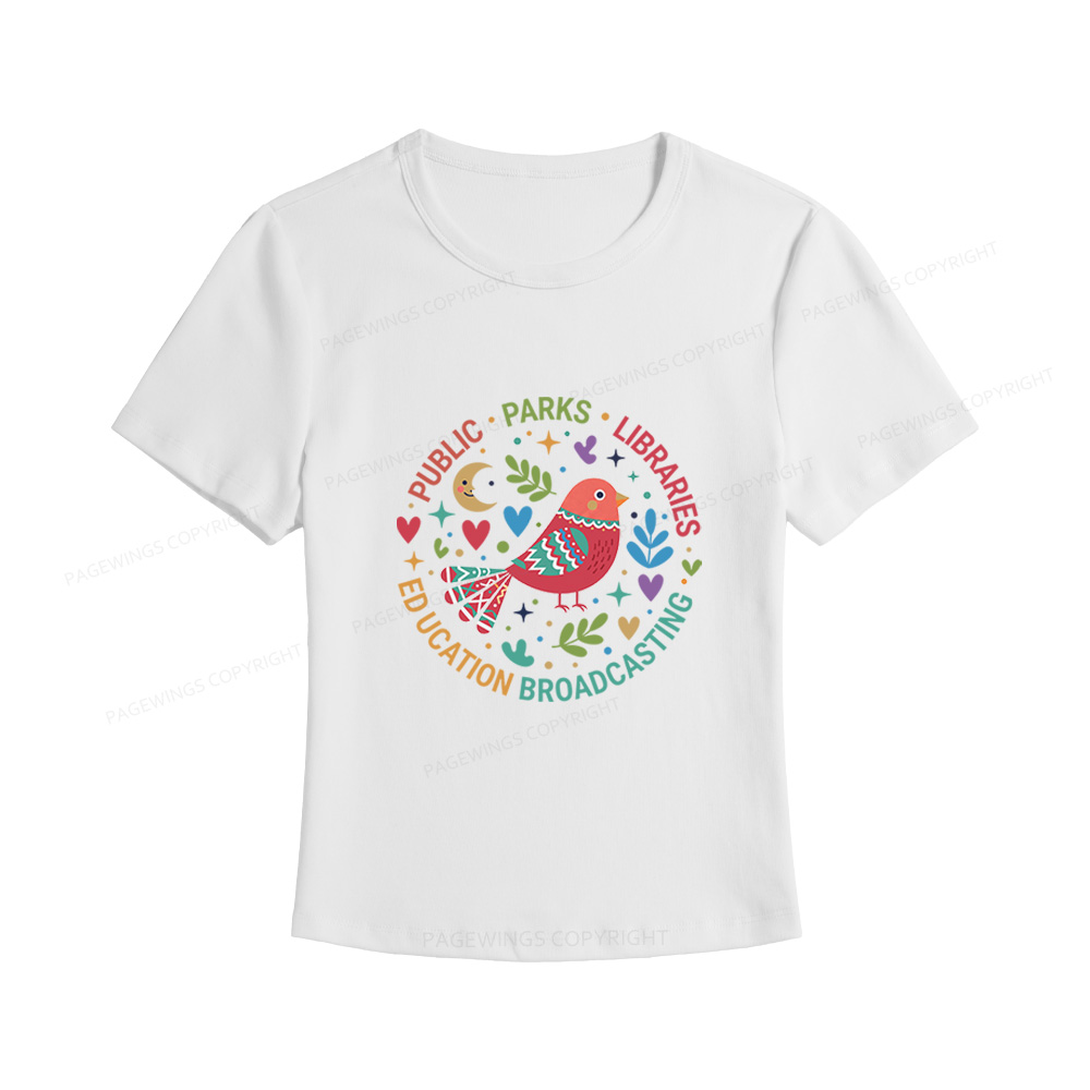 Pagewings Public Parks Libraries Education Broadcasting Women's Baby Tee