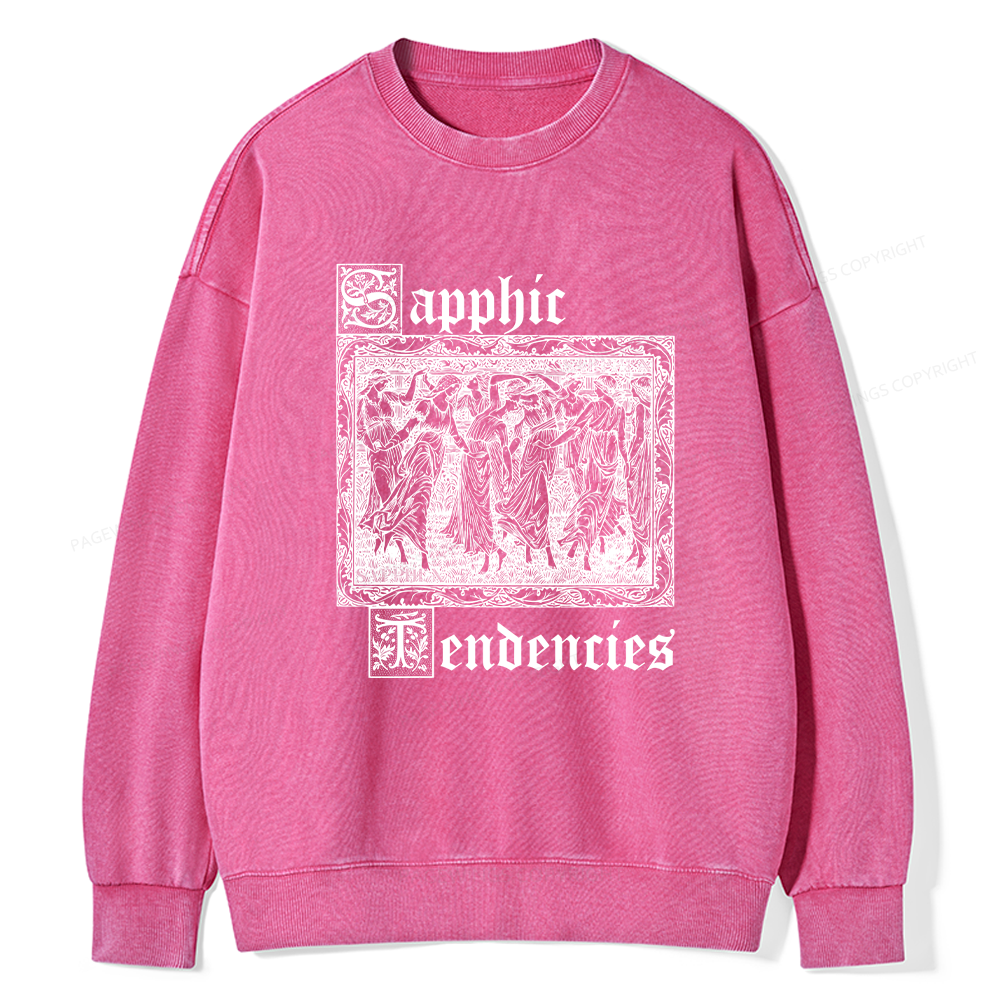 Pagewings Sapphic Tendencies Unisex Washed Sweatshirt