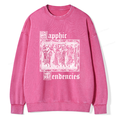 Pagewings Sapphic Tendencies Unisex Washed Sweatshirt