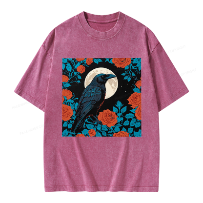 Pagewings Raven and the Moon Unisex Washed T-shirt