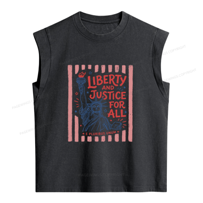 Pagewings Liberty And Justice For All Women's Washed Tank Top