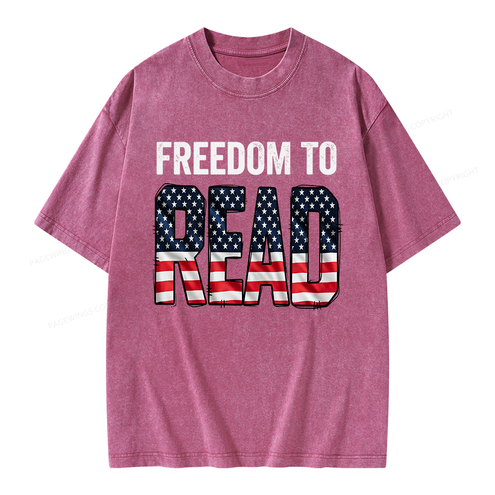 Pagewings Freedom to Read Unisex Washed T-shirt