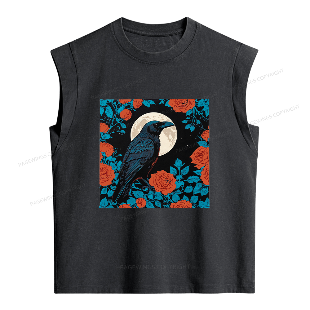 Pagewings Raven And The Moon Women's Washed Tank Top