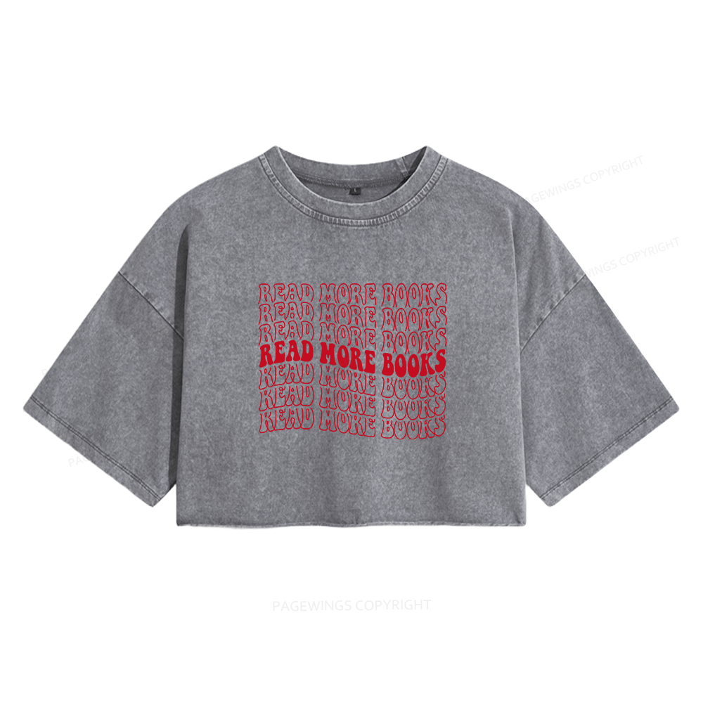 Pagewings Read More Books Women's Washed Cropped T-shirt