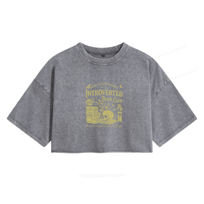 Pagewings Introverted Book Club Women's Washed Cropped T-shirt