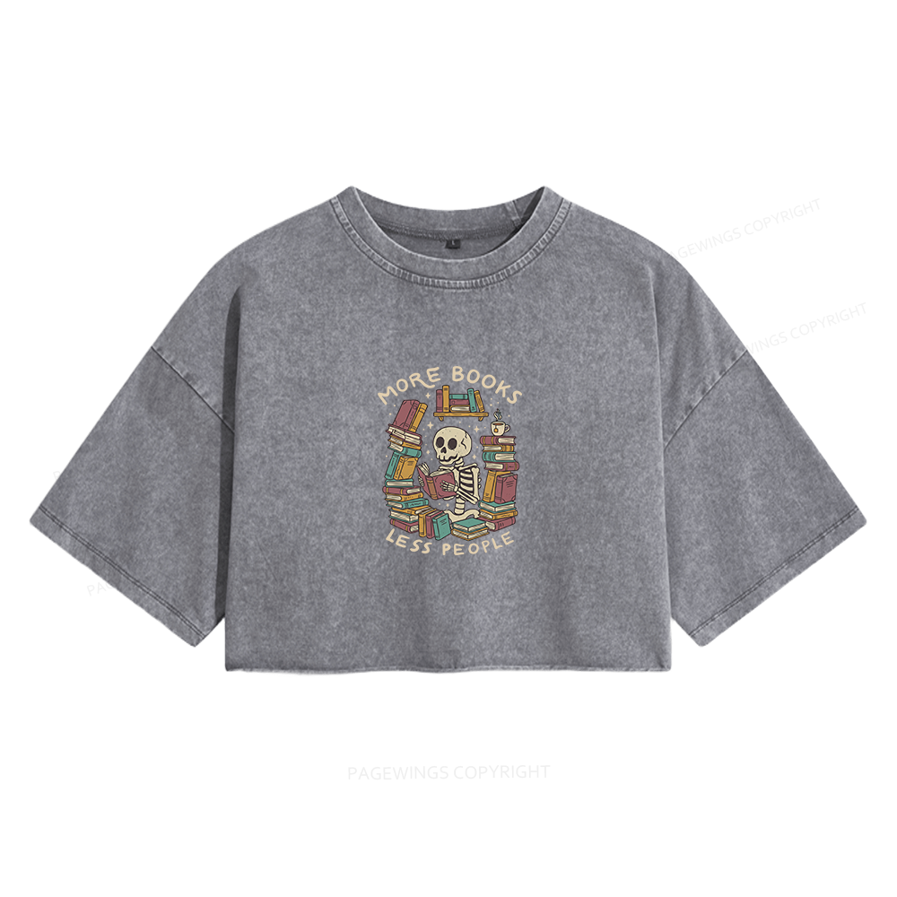 Pagewings More Books Less People Women's Washed Cropped T-shirt